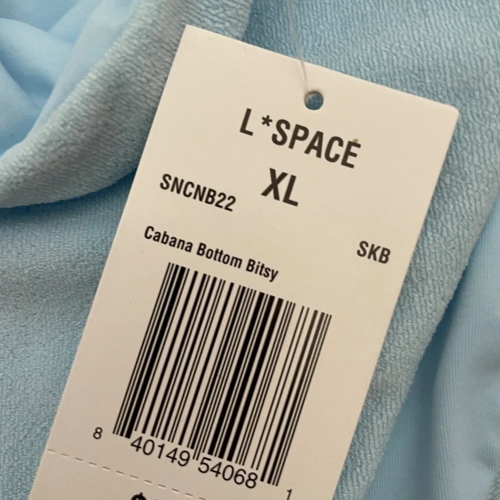 NEW L*Space Sky Blue Terry Cabana Bitsy Bikini Swim Bottom XL NWT